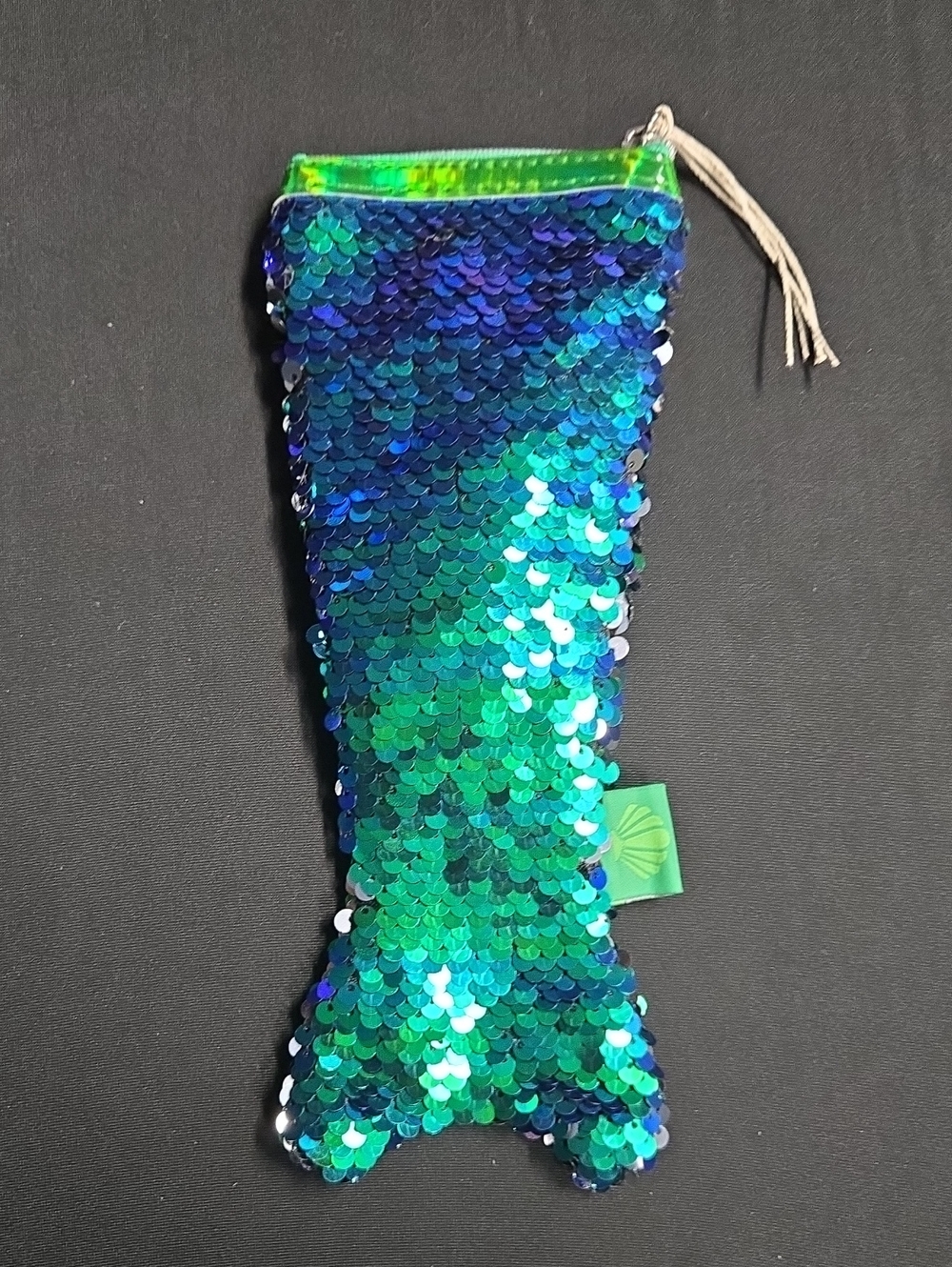 Disney Sequin Mermaid Zippered Pouch GUC 9"x3.5"